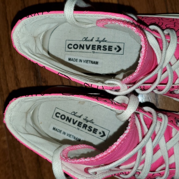 Converse Chuck 70 All Star High Top. Pink leather Sneaker. Womens 8. Men's 6 - Picture 8 of 13